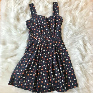 Nine Bird Fit & Flare Navy Print Dress S